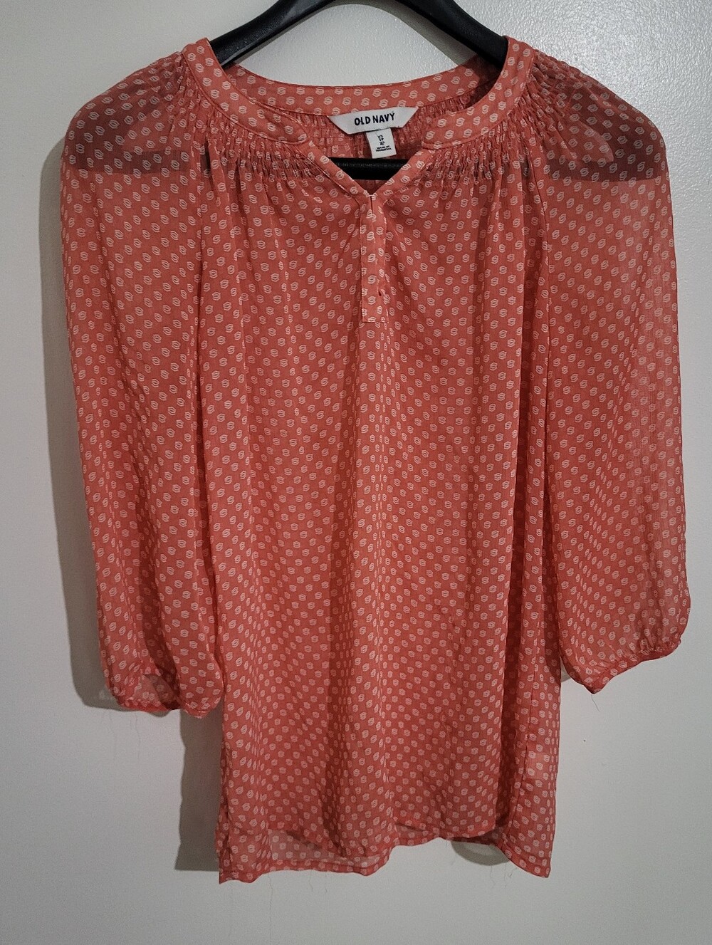 Old Navy Coral Sheer Peasant Blouse
